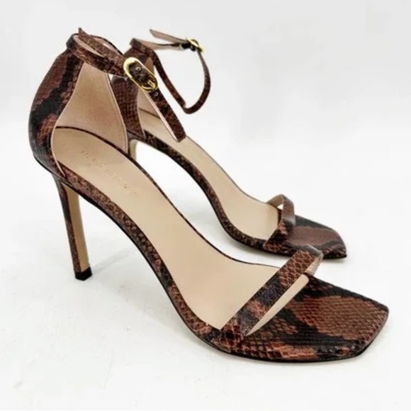 Stuart Weitzman Amelina 95 Snake-Embossed Leather Sandal Size 9.5 - Picture 11 of 12